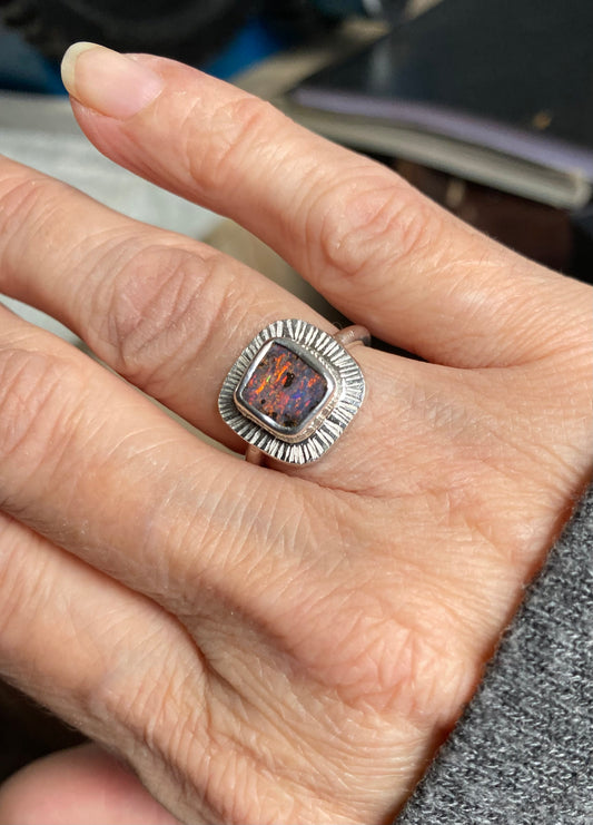 Opal sunbeam ring