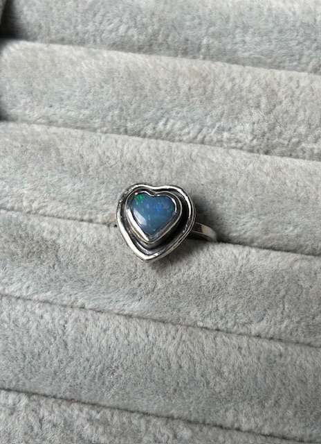 Opal heart ring