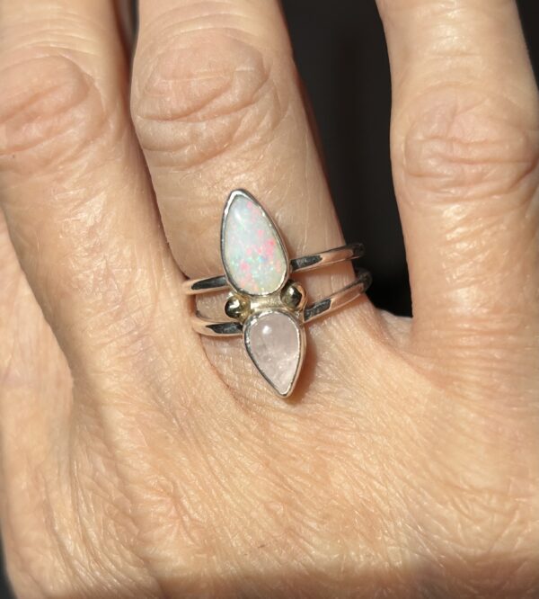 Opal and Rose Quartz Ring