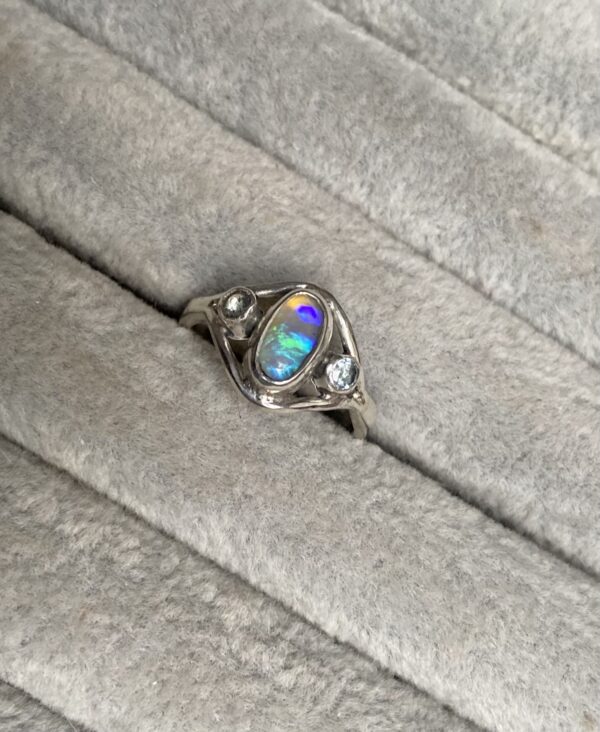 Crystal Opal and Blue Topaz Nouveau Ring