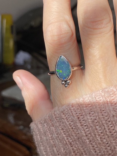 Glitter bomb opal ring