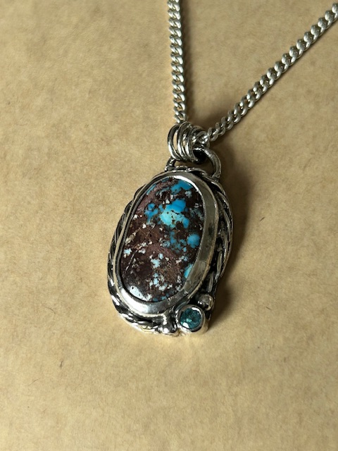 Turquoise and Swiss Blue Topaz pendant