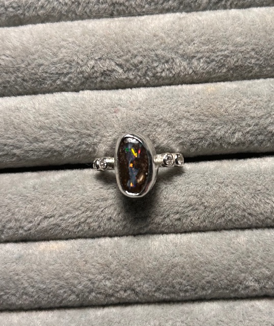 Flashy Boulder Opal Ring