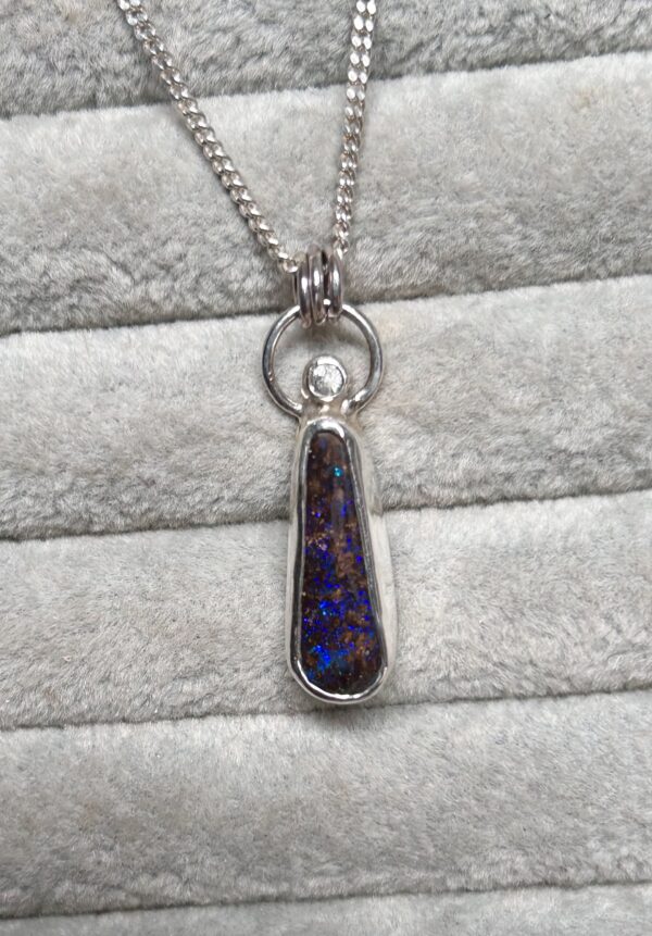 Blue boulder opal pendant