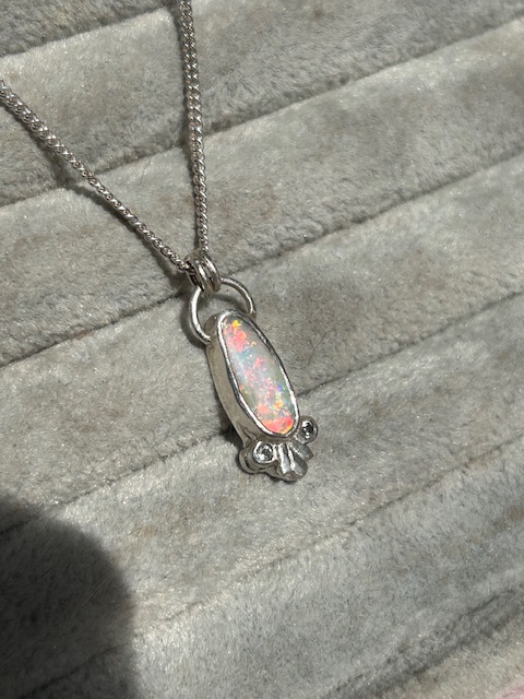 Multi fire opal pendant