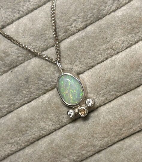 Green Opal and Tourmaline pendant