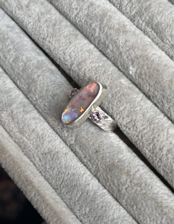 Solid boulder opal ring